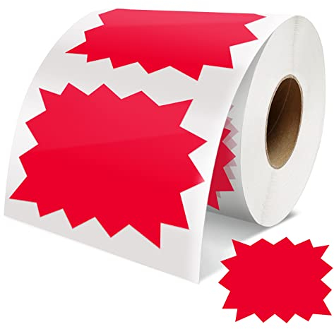 Meitaat Preisschilder Aufkleber Hot 75mm x 100mm Selbstklebend Groß Starburst Zeichen verkaufsschilder Abnehmbar Wasserdicht Etiketten für Einzelhandel Supermärkten Business 500 Stück Price