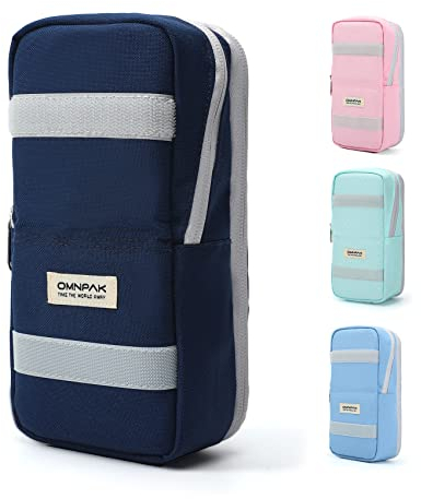 Omnpak Federmäppchen Pencil Case Doppelte Öffnung Große Kapazität Standfest Student Junge Mädchen Schule Büro Auslaufsicher Kratzfest