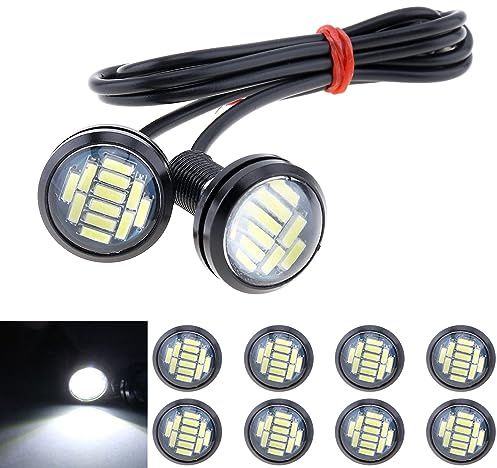 DriSentri 10pcs 18mm Car Eagle Eye DRL Led Daytime Running Lights LED 12V Backup Reversing Parking Signal Automobiles Lamps, White Light