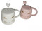 lachineuse - Lot de 2 Tasses Chat Kawaii 450ml - Mug Chat avec Couvercle & Cuillère - Coloris Blanc & Rose en Céramique - Mug à Infusion, Thé, Café - Tasse Originale Japonaise - Idée Cadeau Japon Asie