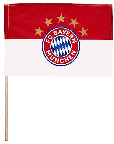FC Bayern München Fahne Logo | Mit Stock | 60 x 40 cm | Rot-Weiß | Fußball