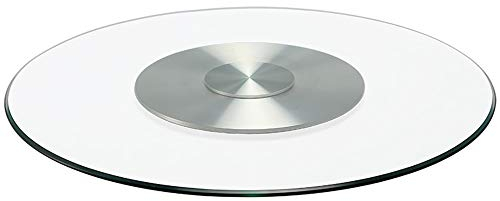 Plateau tournant Rotatif Lazy Susan, Grand Plateau de Service Rotatif en Verre, Plateau de décoration de gâteau Plateau Rotatif à 360°, Plateau de Service à Fromage, Explosion-Pro sans INCL