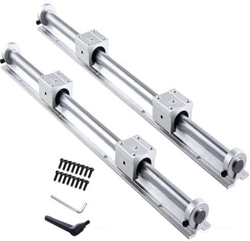 GooEquip Linearführung SBR16 1500mm 2 x Linearschienen und 4 x Lagerblöcke mit SBR16 Schienenstopper, Linearschienenlänge 1500 mm Linearschienen für 3D Drucker CNC Teile