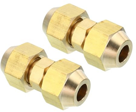 PATIKIL Pipe Extension Joint Connector, 2pcs Free Welding AC Copper Pipe Coupling Adapter with Flare Nuts for Copper Pipe Diameter 5/16(7.94mm) Refrigeration HVAC