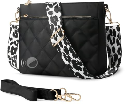EPEDAL24 Gesteppte Crossbody-Tasche für Damen, Nylon, Geldbörse, Schultertasche, Handtasche mit 2 breiten Riemen, Schwarz