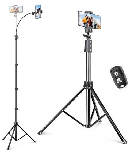 Sensyne Trípode para teléfono de 88 pulgadas, trípode para selfie con cuello de cisne flexible de 14.9 pulgadas, soporte superior para teléfono celular para grabación de video, fotografía, compatible