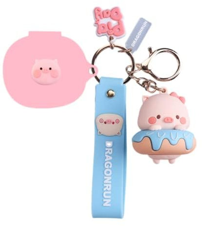 Cartoon Silicion Earphones Case for Anker Soundcore Life P3 with Keychain, Cute Wireless Bluetooth Shockproof Protector Cover Earphone Charging Box (Pink A)