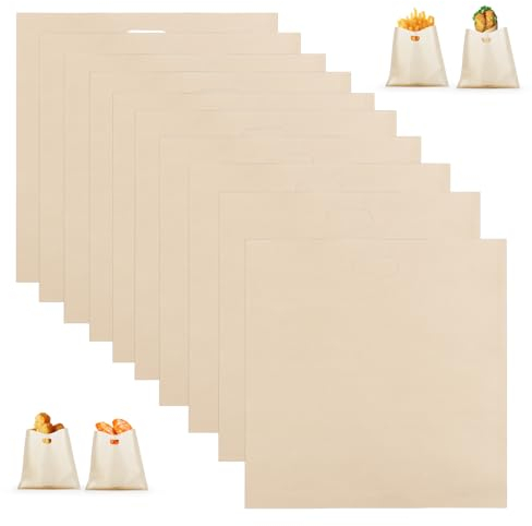 10 Stück Toaster Bags, Toasterbeutel, Teflon Toaster beutel, Wiederverwendbar Sandwich Toast Taschen, Antihaft-Toasterbeutel, Hitzebeständig Toaster Tasche, für Toast Sandwich