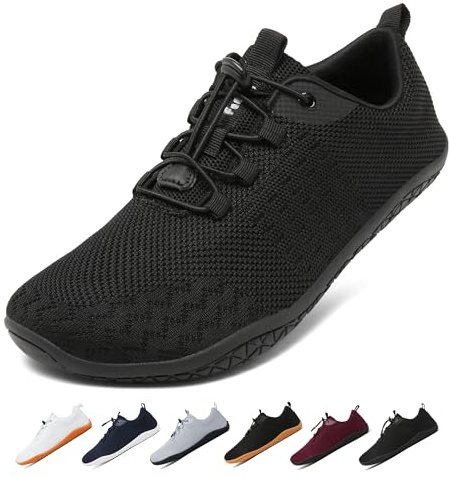 Geweo Chaussures Pieds Nus Femme Homme Ete Confort Barefoot Shoes avec Pieds Larges Légères Chaussure Minimalistes Respirantes Barefoot et Chaussures de Marche avec Semelle Zéro Drop Unisex Noir 45EU