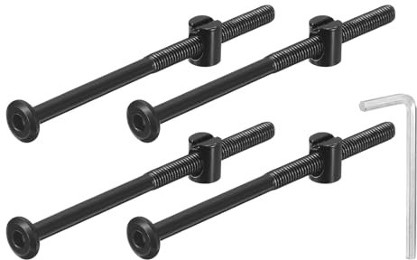 sourcing map 4Pcs Hex Socket Head Screws Bolts Barrel Nuts, M6 x 100mm Socket Furniture Bed Bolt Barrel Nuts with Wrench for Chairs Cots, Black