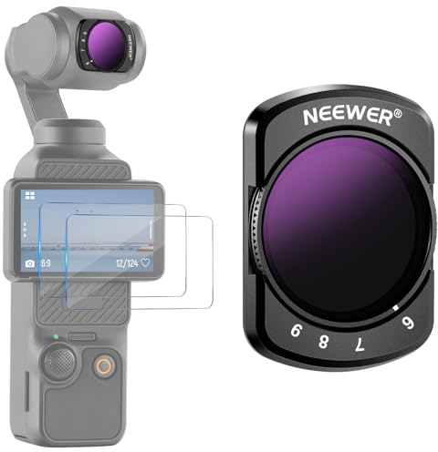 NEEWER Filtro ND64-512 Variabile Compatibile con DJI Osmo Pocket 3, Filtro ND Regolabile Magnetico da 6-9 Stop Limitati con Vetro Ottico HD Multistrato/Telaio in Alluminio/2 Protezioni Schermo LCD