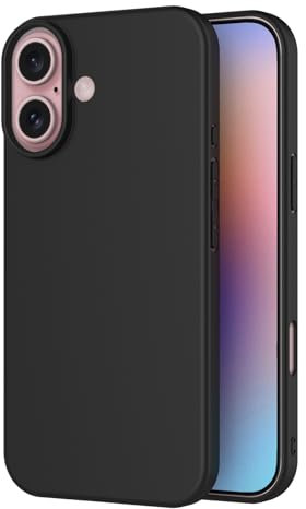 AICEK Compatible con Apple iPhone 16 Cover, Silicone Custodia per Apple iPhone 16 Cover Molle di TPU Sottile Bumper Case Nero