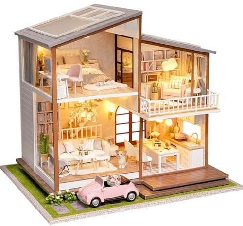 Habarri Miniatur Haus – DIY Set mit Liebe zum Detail – Bezauberndes 3D Modell mit LED – Puppenhaus 1:24 für Kinder & Erwachsene – Geburtstagsgeschenk für kreative Köpfe – Malerisches Portugal