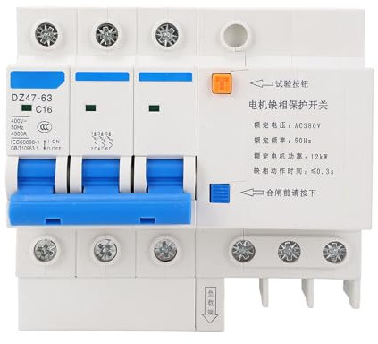 Protecteur de Perte de Phase de Moteur sur Rail 3P 16A, Pompe Submersible 380V, Disjoncteur de Moteur, équipement de Protection, DZ47S-63