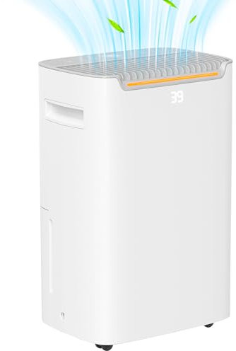 HOMCOM Deshumidificador Eléctrico 20L/día Depósito de Agua 2,5L Deshumidificador Silencioso hasta 20-25㎡ con Temporizador 24 H Pantalla Digital de Humedad Drenaje Continuo Blanco