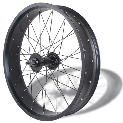 HZXQCVB 20“ Fat Bikes Rad 24/26x4.0'' Snow Bike Vorderrad Aluminium-Legierung Schnellspanner 135mm Vorderradnabe 6 Bolzen Scheibenbremse Vorderrad 36x14G Speichen(Black,20IN)