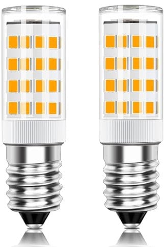 2 Stück E14 LED Lampe Warmweiß 2700K, 5W Ersatz für 50W Glühlampe, 500 Lumen, E14 Dunstabzugshauben Birne 230V, Nicht Dimmbar, Energiesparlampe Kleine Birne für Kühlschrank, Nähmaschine, Kronleuchter