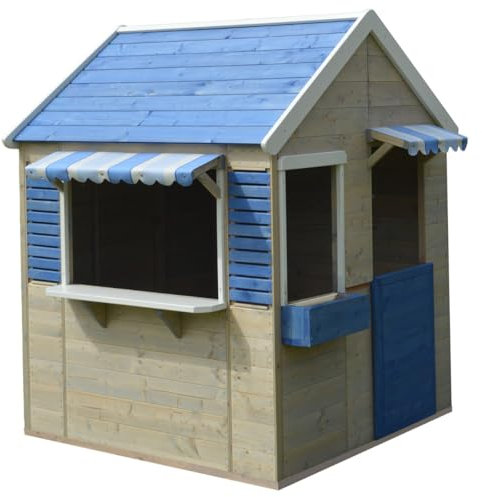 Kangui - Maison de jardin enfant extérieur - Cabane en Bois avec plancher - Toit étanche - Bleu et Blanc