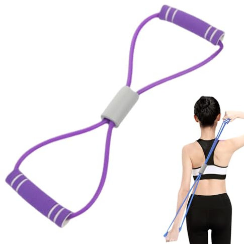 Resistance Band with Handles, 8 Shaped Elastic Pull Yoga Tension Rope, Yoga Gym Fitness Pulling Rope for Home, Chest Expander for Back and Shoulder Stretch Women & Men (Purple)