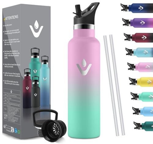 HoneyHolly Botella Termica 750 ML, Reutilizable Sin BPA, Botella Agua Acero Inoxidable, Aislamiento Al Vacío de Doble Pared, Cantimplora Termica para Adultos, Deporte, Oficina, Yoga | Botella Agua