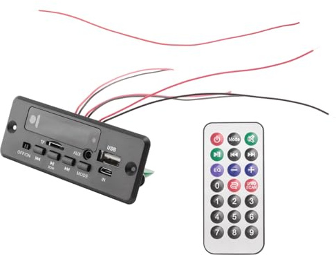 Cpolebev 2X25W 50W Amplificador Reproductor de MP3 Placa Decodificadora 5V-12V Bluetooth 5.0 MóDulo de Radio FM para AutomóVil Soporte TF USB AUX Reproductor Decodificador