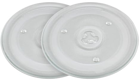 2 Pack 10.6 Microwave Replacement Turntable, Universal Microwave Tray Glass Plate for Small Microwaves Heat resistantss Dishwasher Safe, Easy to Install & Clean (Fits Most Brands）