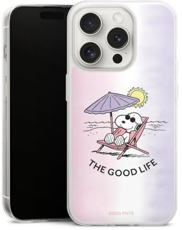 Slim Case kompatibel mit Apple iPhone 15 Pro Silikon Handyhülle transparent Hülle extra dünn Snoopy Peanuts Offizielles Lizenzprodukt
