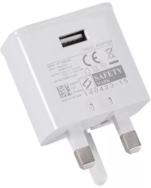 UK 3-Pin Charger 5V 2A 10W - British Standard USB Wall Plug Adapter for Smartphones, Tablets, E-Readers, USB Fans & Mirror Lights (White, one size)