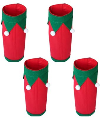 JISADER Set mit 4 Dekorativen Pferdebeinbandagen Aus Polyester mit Weihnachtlichem Pferdemotiv. Warm, Atmungsaktiv Und Einfach Anzulegen, Rot