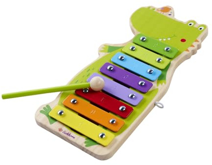 Eichhorn Musik Xylophon - Kinderxylophon mit 8 Tönen, Klöppel und Liederbuch mit 5 Liedern, fördert Rhythmusgefühl und Gehör, 28x13 cm, aus Sperrholz, Birke und Metall, ab 2 Jahren