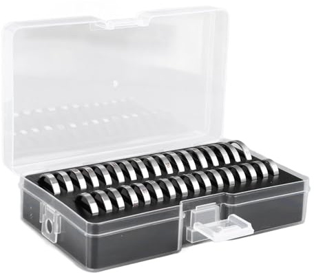 KIMISS Kit di Strumenti per la Misurazione degli Anelli - Strumento di Misurazione Portatile per Misurare gli Anelli - Calibro per da Dito in Acciaio Inossidabile Lucidato Squisito con Scatola di