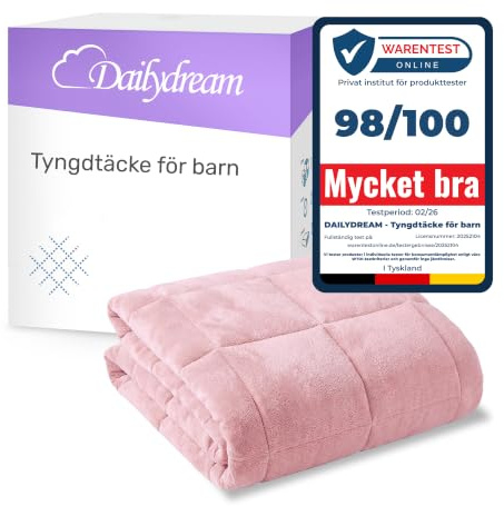 Dailydream Gewichtsdecke Kinder 135x200cm, 2,5 kg, Fleece, Motiv Rosa | Gewichtsdecke für Kinder mit weicher Fleece-Außenschicht, Glasperlenfüllung und doppelt vernähten Kammern.