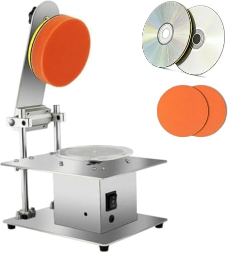 FHRKA 200W Electric CD/DVD Repair & Cleaning Device with Adjustable Speed 1000-6000rpm and 2 Polishing Cotton for Scratch Removal