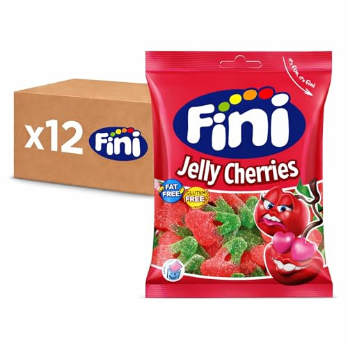 Fini Jelly Cherries Cerises – Bonbons Gélifiés Saveur Cerise Halal – Sans Gluten & Sans Huile de Palme – Sachet 90g