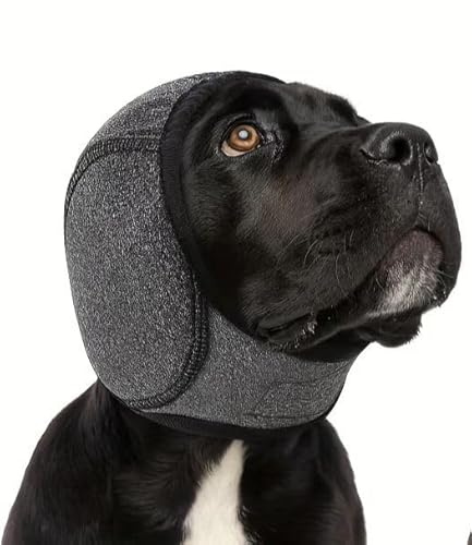 Dog Ear Defenders for Noise Protection – Comfort-Fit Dog Noise Cancelling Ear Wrap, Waterproof Muffs for Thunder, Fireworks, Grooming & Swimming (Black,S)