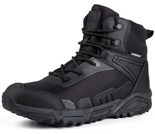 FREE SOLDIER pour Homme Mid Haute durabilité Lacets Bottes Durable Imperméable Armée Combat Chaussures Respirant Tactique de Randonnée