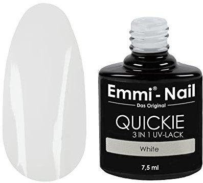Emmi Nail Quickie White 3in1 (L015) I LED UV Nagellack I Unter-, Farb-& Überlack der bis zu 3 Wochen glänzt I Kratzfest, stoßfest, vegan I 7,5ml