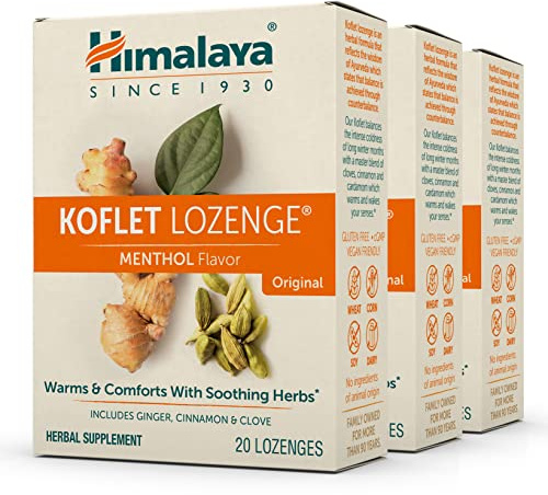 Himalaya Koflet Lozenges, Cough Drops, Menthol Flavor, 20 Lozenges, 3 Pack
