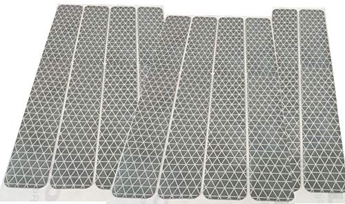 UvV Reflektoren Aufkleber Sticker (10 Stück) High Performance Reflexfolie Set zur Sicherungs-Markierung von Kinderwagen, Fahrrädern, Helmen selbstklebend und hochreflektierend (10 x 200 x 25mm)