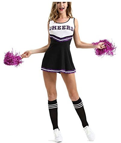 ZXJEN Cheerleader-Kostüm für Damen, für Uniformen, für Kostüme, Schwarz, L