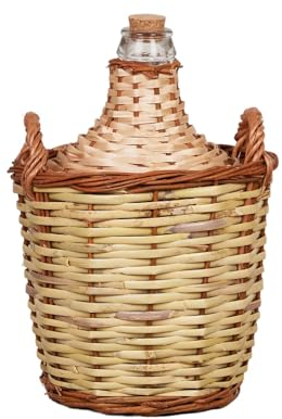 Cesteria Aparici Garrafa Forrada de caña y Mimbre de 4L. M1037CM-4. Boca Estrecha - 23 cm de diámetro x 33 Alto