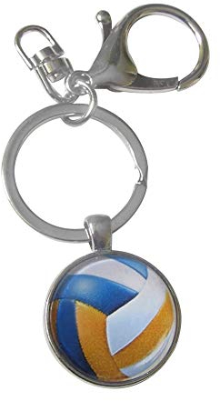 Générique Porte-clés, Bijou de sac cabochon ballon de volley-ball, Argenté, Unisex, Jeunes, Gris