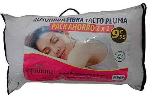 VIP HOGAR Pack 2 Almohadas Fibra Tacto Pluma 40 x 70 cm Tejido 100% algodón (40_x_70_cm)
