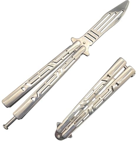 EMHFLYFN New Dull Stainless Steel Handle Butterfly Comb Practice Trainer for Training Unsharpened Blade Folding Tool Set