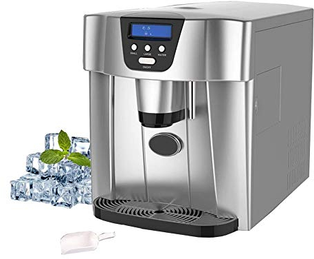 WSMLA Undercounter Crescent Ice Maker Ice Maker Machine for Countertop - Makes 22 Lbs of Ice Per 24 Hours - Ice Cubes Ready in 8 Minutes - Ice Scoop-Stainless Steel-Silent Operation