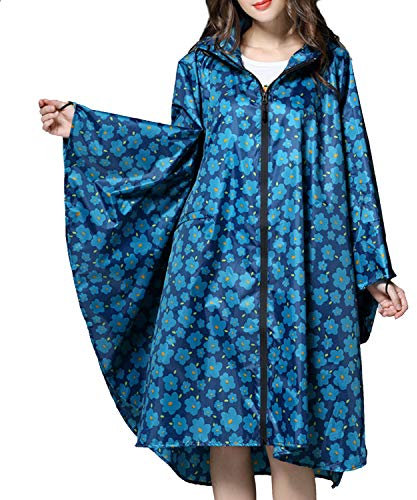 Freiesoldaten Damen Wasserdicht Regenponcho Stilvoll Wiederverwendbar Leicht Draussen Regenmäntel Regenjacke mit Haube