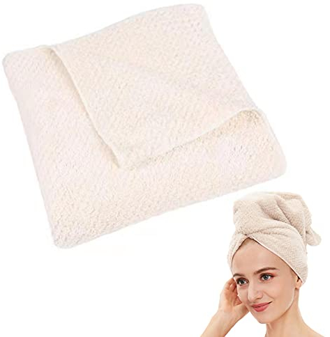 Laojbaba Mikrofaser-Haartuch, schnell trocknend, Haartrockentücher, geeignet für alle Arten von Haar, Ultra-saugfähig, langes und Dickes Haar, 50,8 x 101,6 cm, Weiß (1 Stück)