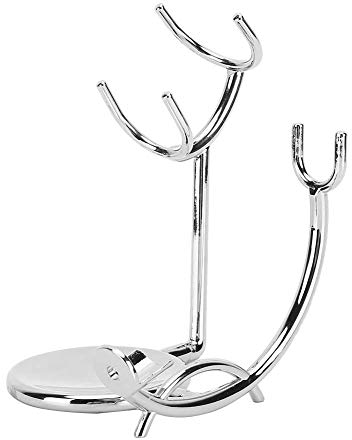 Redxiao Rasierset Halter - Metall - Bartschneider, Bartbürste & Seifenschale - Silber - Manueller Ständer
