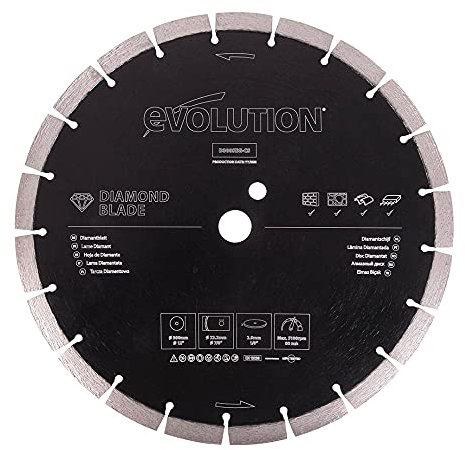 Evolution Lama diamantata Evolution da 300 mm con bordo segmentato per taglio di cemento armato, pietra e mattoni - Foro da 22,2 mm