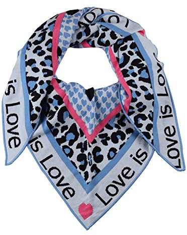 Zwillingsherz Dreieckstuch Love is Love Stola Schal aus Wolle für Damen Mädchen Jungen Kinder - Hochwertiges Baumwoll- Halstuch mit Leo und Herz Muster - Damenschal für Sommer Herbst Winter